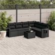 Afuera Living Contemporary 7 Piece Poly Rattan Large Sofa Set in Black