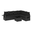 Afuera Living Contemporary 7 Piece Poly Rattan Large Sofa Set in Black