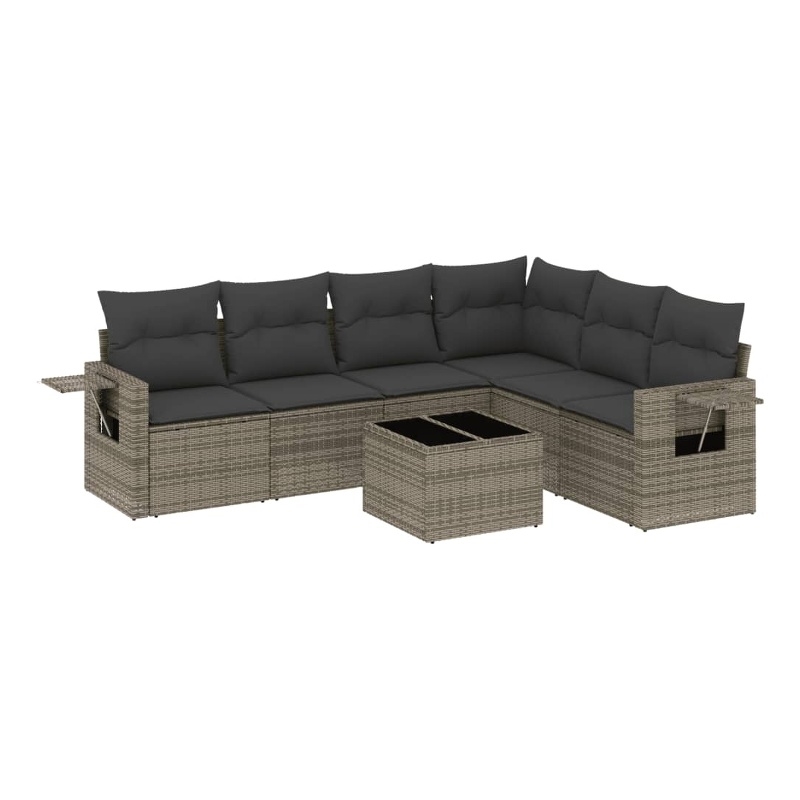 Afuera Living Contemporary 7 Piece Poly Rattan Sofa Set in Gray