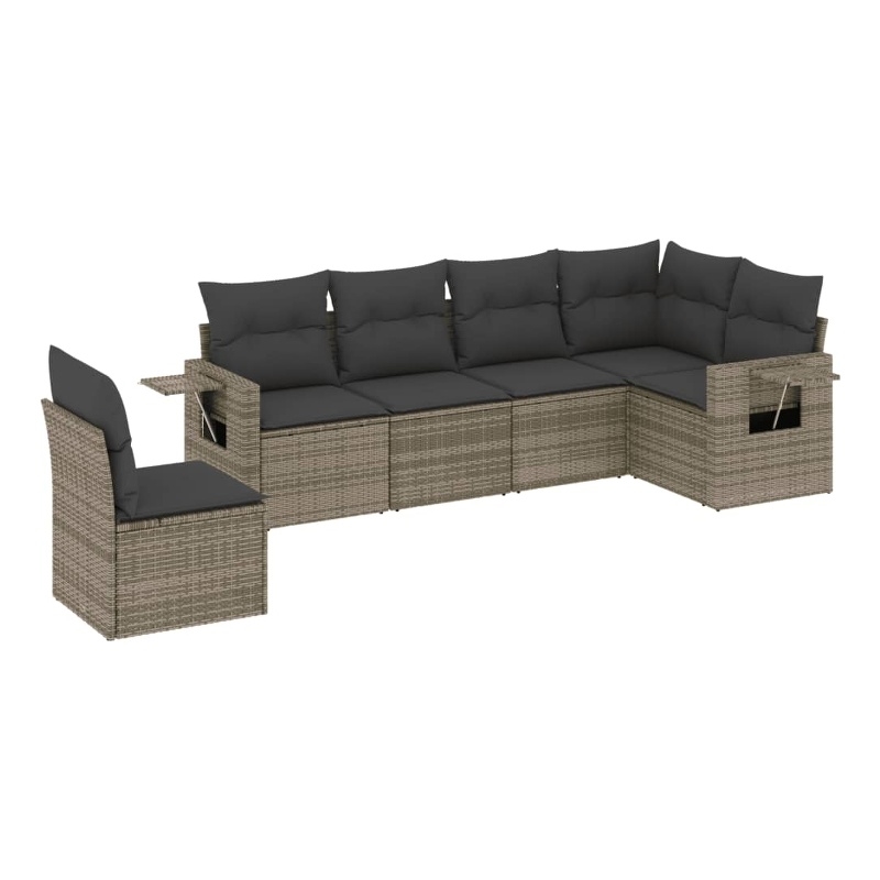 Afuera Living Contemporary Rattan 6 Piece Large Sofa Set in Gray