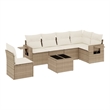 Afuera Living Contemporary 7 Piece Poly Rattan Sofa Set in Beige