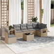 Afuera Living Contemporary 7 Piece Poly Rattan Sofa Set in Gray/Beige