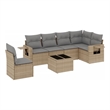 Afuera Living Contemporary 7 Piece Poly Rattan Sofa Set in Gray/Beige