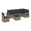 Afuera Living Contemporary 7 Piece Poly Rattan Large Sofa Set in Gray
