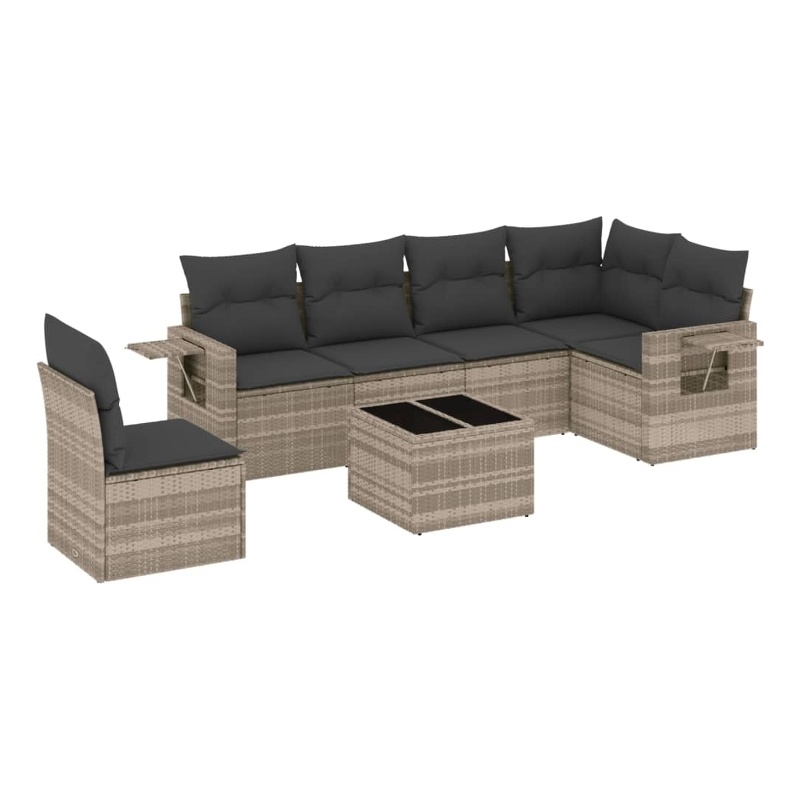 Afuera Living Contemporary 7 Piece Poly Rattan Sofa Set in Gray