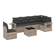 Afuera Living Contemporary 7 Piece Poly Rattan Sofa Set in Gray