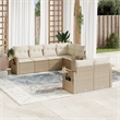 Afuera Living Contemporary Synthetic Poly Rattan 7 Piece  Sofa Set in Beige