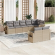 Afuera Living Contemporary Synthetic Poly Rattan 8 Piece Sofa Set in Beige