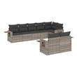 Afuera Living Contemporary 8 Piece Poly Rattan Sofa Set in Gray