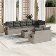 Afuera Living Contemporary 9 Piece Poly Rattan Sofa Set in Gray