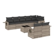 Afuera Living Contemporary 9 Piece Poly Rattan Sofa Set in Gray