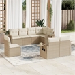 Afuera Living Contemporary 8 Piece Poly Rattan Large Sofa Set in Beige