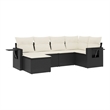Afuera Living 6 Piece Poly Rattan Large Sofa Set in Black/Cream