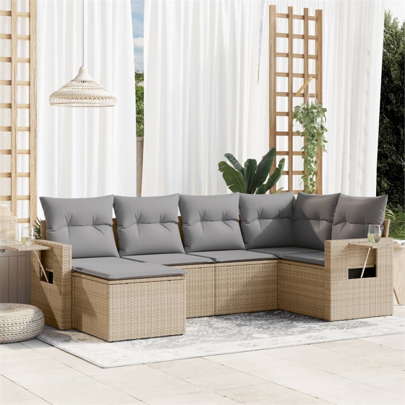Afuera Living Contemporary Synthetic Poly Rattan  Sofa Set in Beige