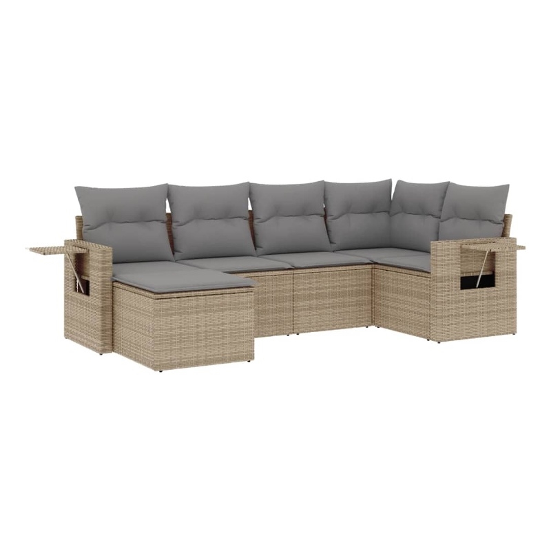 Afuera Living Contemporary Synthetic Poly Rattan  Sofa Set in Beige