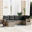 Afuera Living Contemporary 6 Piece Poly Rattan Sofa Set in Gray
