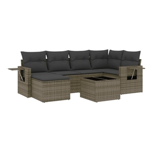 Afuera Living Contemporary Synthetic Poly Rattan 7 Piece  Sofa Set in Gray