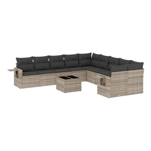 Afuera Living Contemporary Synthetic Poly Rattan 11 Piece  Sofa Set in Gray