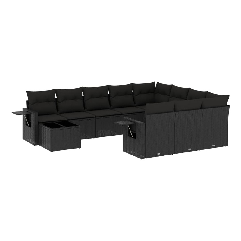 Afuera Living Contemporary Synthetic Poly Rattan 11 Piece  Sofa Set in Black
