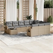Afuera Living Contemporary Synthetic Poly Rattan 11 Piece  Sofa Set in Beige