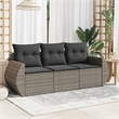 Afuera Living Contemporary 3 Piece Poly Rattan Sofa Set in Gray
