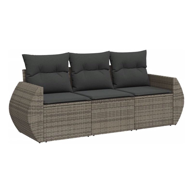 Afuera Living Contemporary 3 Piece Poly Rattan Sofa Set in Gray