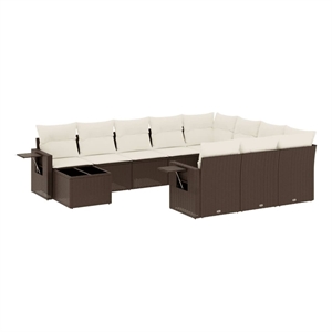 Afuera Living Contemporary 11 Piece Large Sofa Set in Brown/Cream