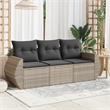 Afuera Living Contemporary 3 Piece Poly Rattan Sofa Set in Gray