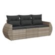 Afuera Living Contemporary 3 Piece Poly Rattan Sofa Set in Gray