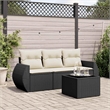 Afuera Living Contemporary 4 Piece Poly Rattan Sofa Set in Black/Cream