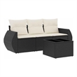 Afuera Living Contemporary 4 Piece Poly Rattan Sofa Set in Black/Cream