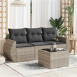 Afuera Living Contemporary Synthetic Poly Rattan 4 Piece  Sofa Set in Gray