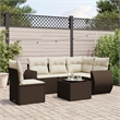 Afuera Living Contemporary 6 Piece Poly Rattan Sofa Set in Brown/Cream