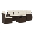 Afuera Living Contemporary 6 Piece Poly Rattan Sofa Set in Brown/Cream