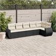 Afuera Living Contemporary 6 Piece Poly Rattan Sofa Set in Black/Cream