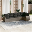 Afuera Living Contemporary 6 Piece Poly Rattan Sofa Set in Gray