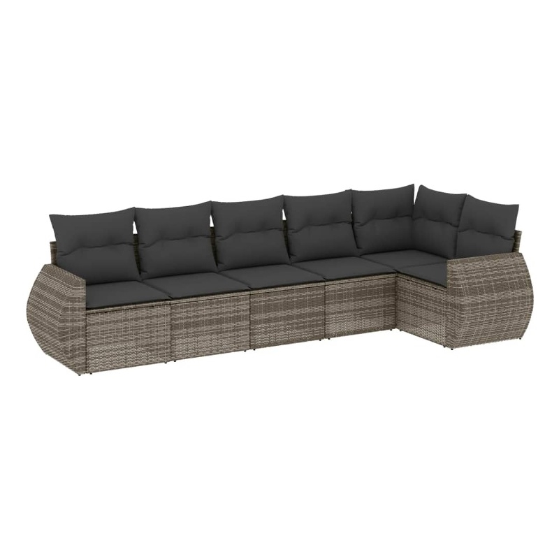 Afuera Living Contemporary 6 Piece Poly Rattan Sofa Set in Gray