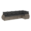 Afuera Living Contemporary 6 Piece Poly Rattan Sofa Set in Gray