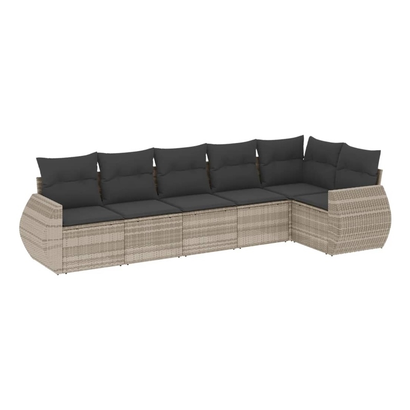 Afuera Living Contemporary 6 Piece Poly Rattan Large Sofa Set in Gray