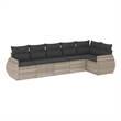 Afuera Living Contemporary 6 Piece Poly Rattan Large Sofa Set in Gray