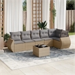 Afuera Living Contemporary Synthetic Poly Rattan 7 Piece  Sofa Set in Beige