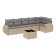 Afuera Living Contemporary Synthetic Poly Rattan 7 Piece  Sofa Set in Beige