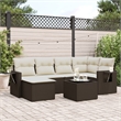 Afuera Living Contemporary 7 Piece Poly Rattan Sofa Set in Brown