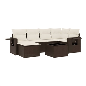 Afuera Living Contemporary 7 Piece Poly Rattan Sofa Set in Brown