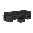 Afuera Living Contemporary Synthetic Poly Rattan 8 Piece  Sofa Set in Black