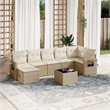 Afuera Living Contemporary Synthetic Poly Rattan 8 Piece  Sofa Set in Beige