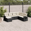 Afuera Living Contemporary 7 Piece Poly Rattan Sofa Set in Black/Cream