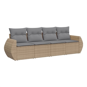 Afuera Living Contemporary 4 Piece Steel Sofa Set in Gray/Beige