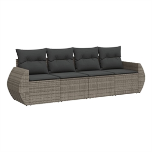 Afuera Living Contemporary Synthetic Poly Rattan Sofa Set in Gray