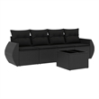 Afuera Living Contemporary 5 Piece Poly Rattan Small Sofa Set in Black